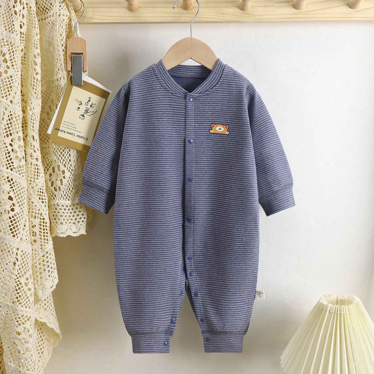 Baby Striped Cotton Jumpsuit – Soft Romper for Everyday Comfort