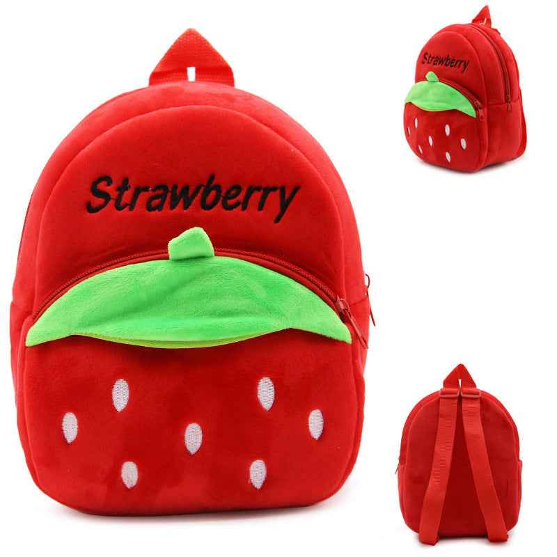 Strawberry Plush Mini Toddler Backpack – Soft & Lightweight