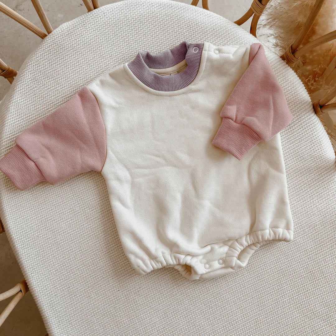 Baby Cozy Colourblock Romper – Long Sleeve Soft Outwear
