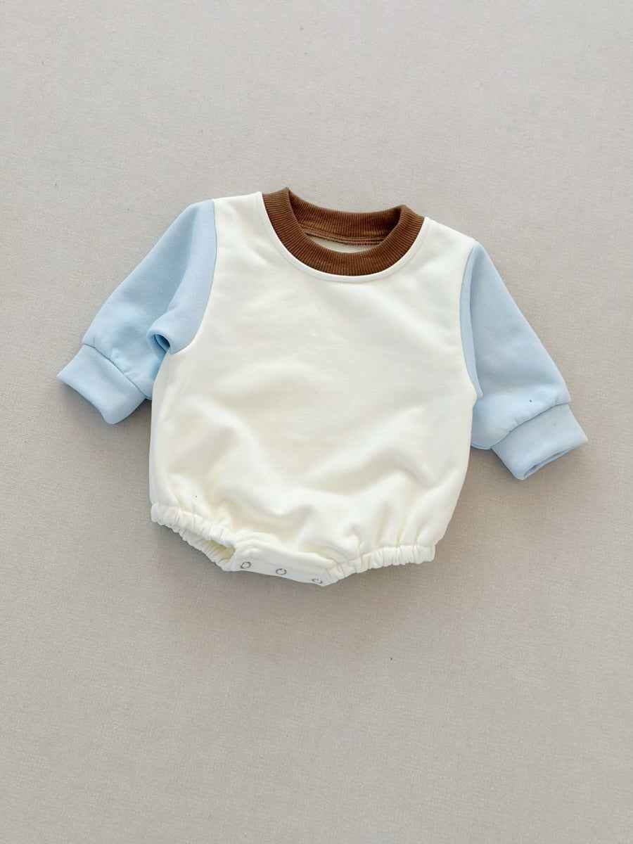 Baby Cozy Colourblock Romper – Long Sleeve Soft Outwear
