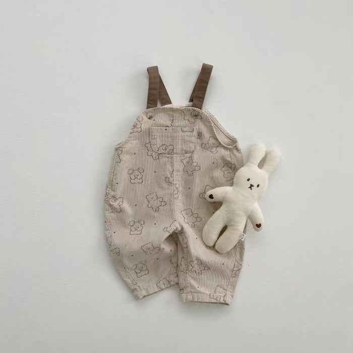 Corduroy Bear Suspender Romper – Adjustable One-Piece