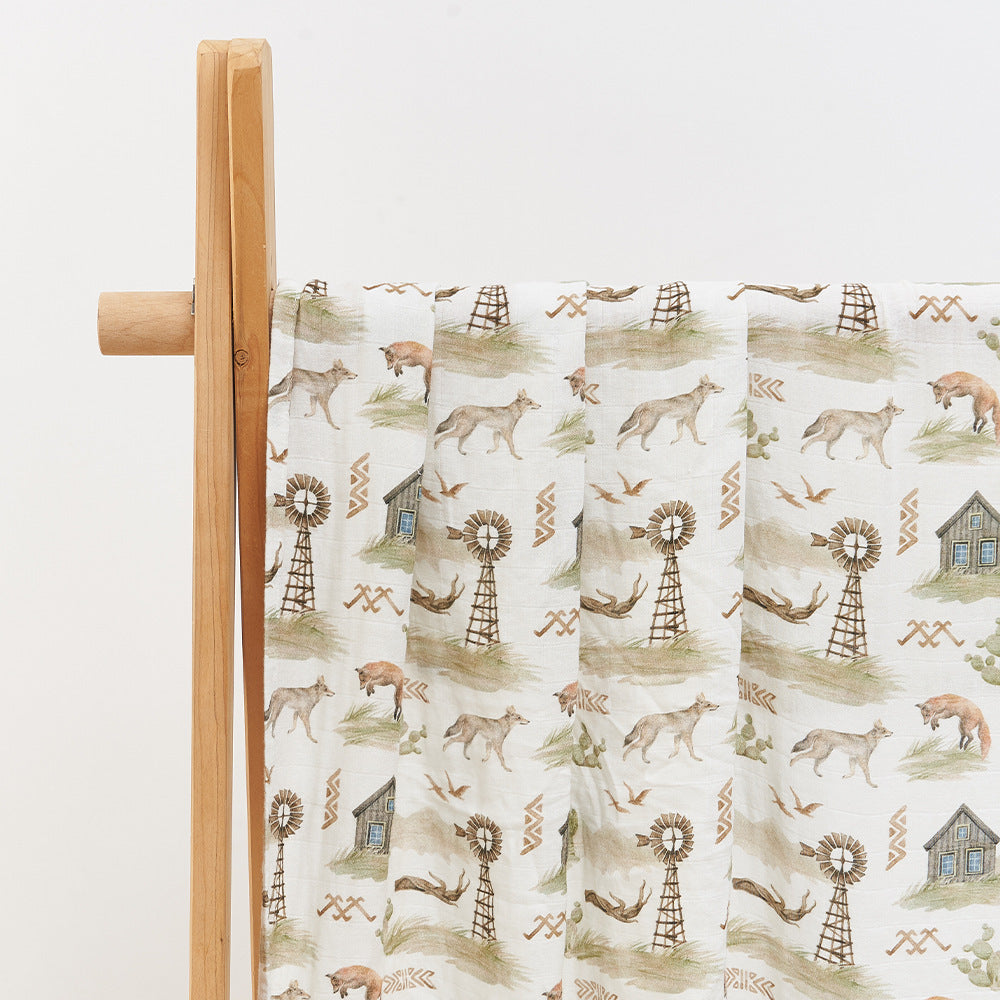 Newborn Bamboo Cotton Baby Blanket – Soft Muslin Wrap (120×110cm)