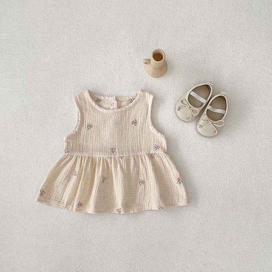 Girls' Embroidered Plaid Baby Skirt Set – Two Piece