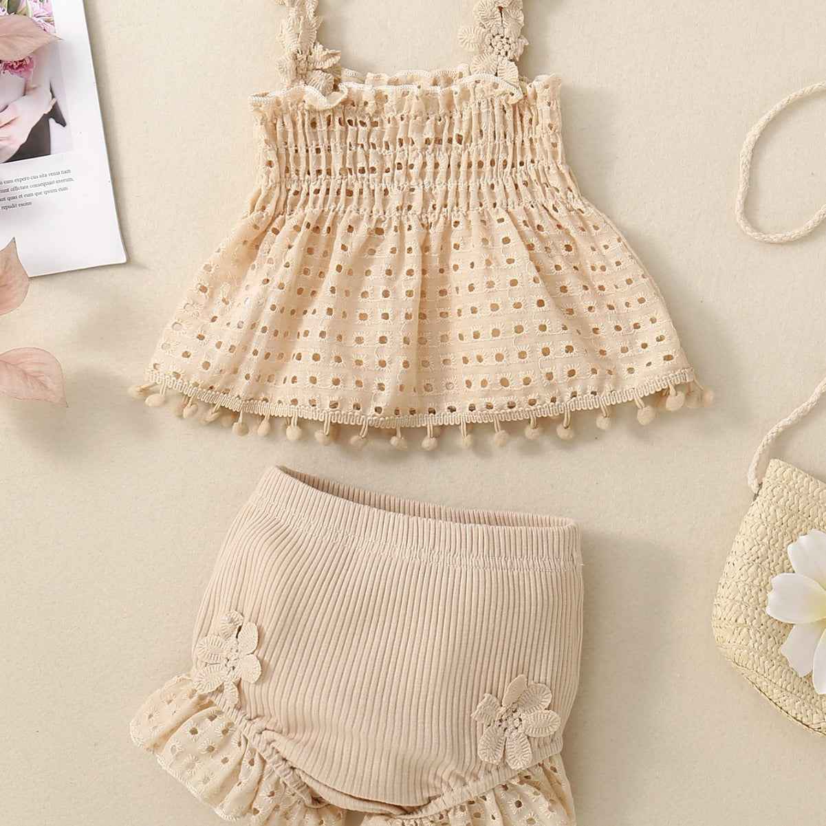 Embroidered Ruffle Baby Girl Two-Piece Set