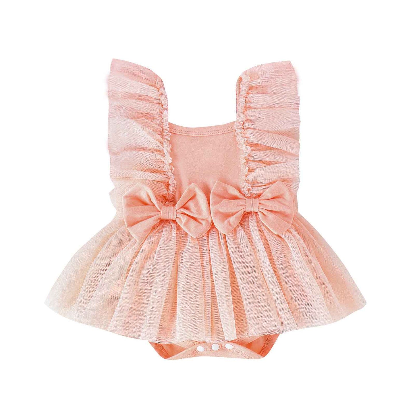 Tulle Bow Baby Dress Romper – Princess Skirt Bodysuit