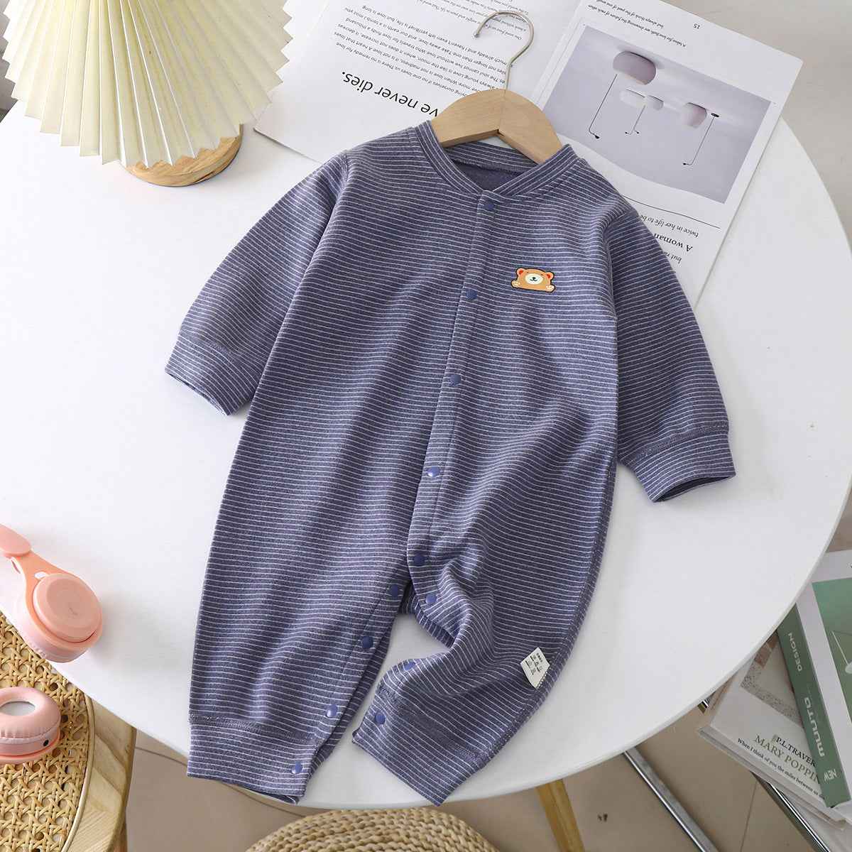 Baby Striped Cotton Jumpsuit – Soft Romper for Everyday Comfort