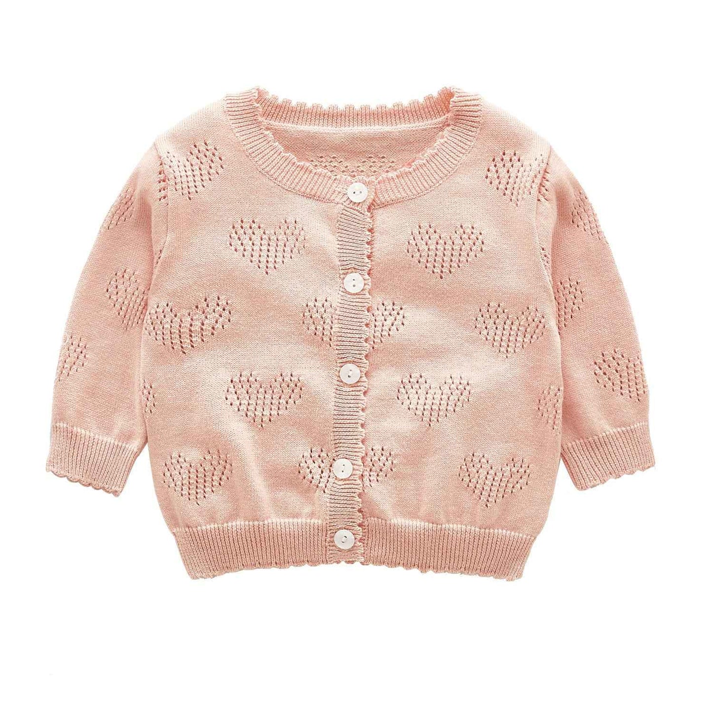Soft Baby Knit Cardigan – Lightweight Heart Pattern Sweater