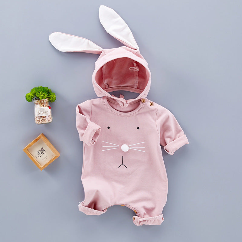 Baby Bunny Romper Set with Hat – Adorable Short Sleeve Jumpsuit & Bunny Ear Hat