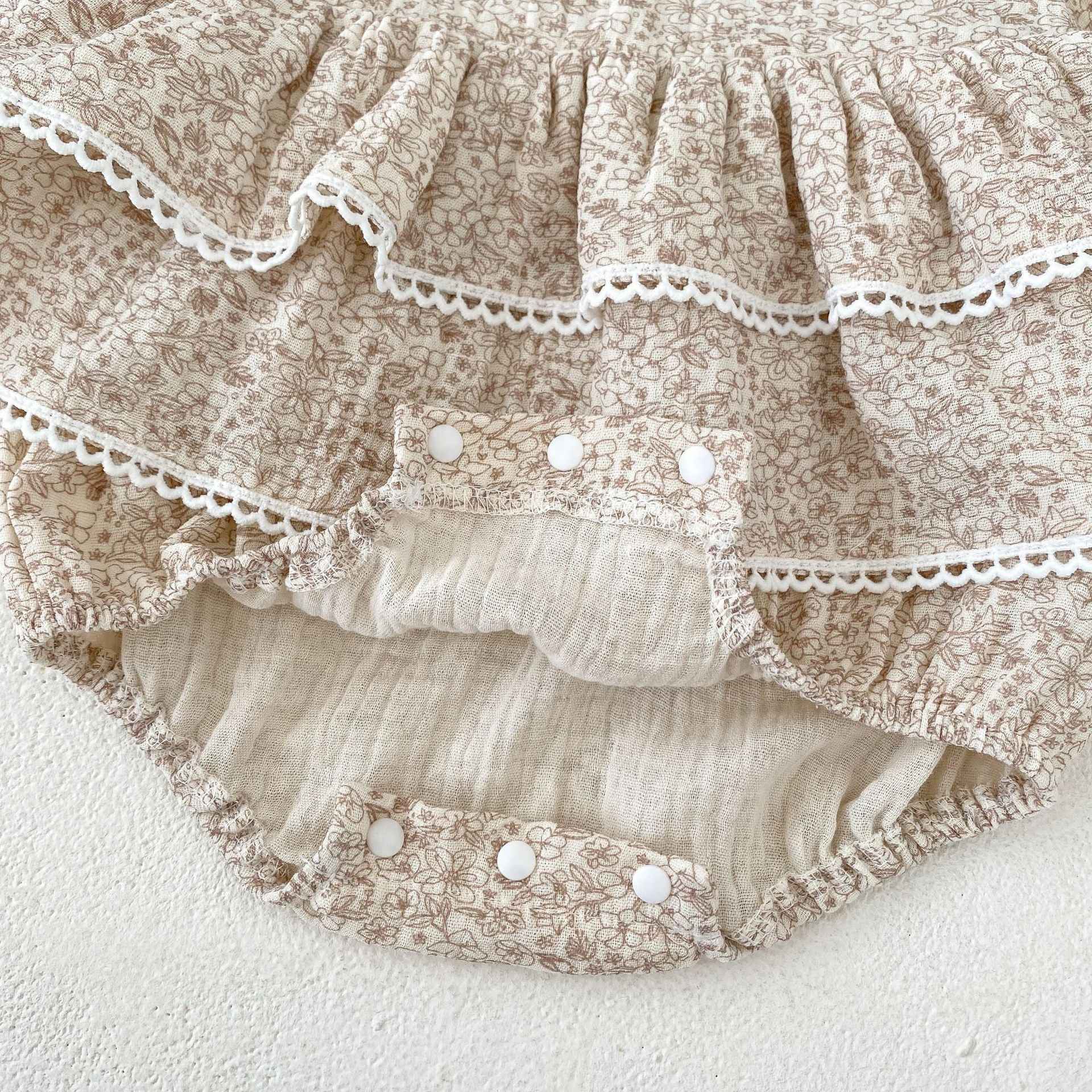 Autumn Baby Girl Double Lace Layer Long Sleeve Princess Romper