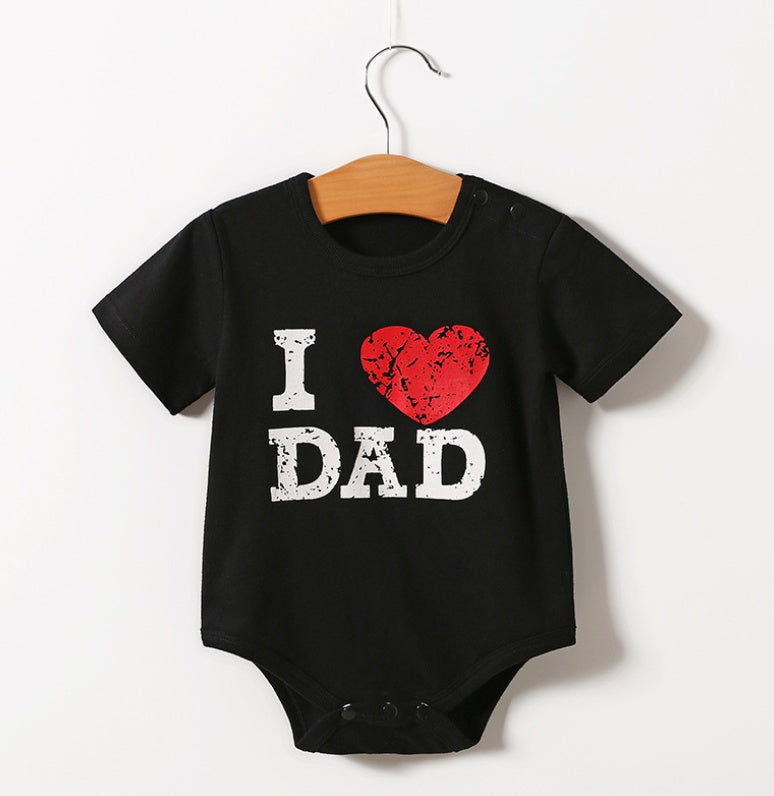 I ❤️ Mum & Dad Bodysuit – Short Sleeve Cotton Romper for Babies