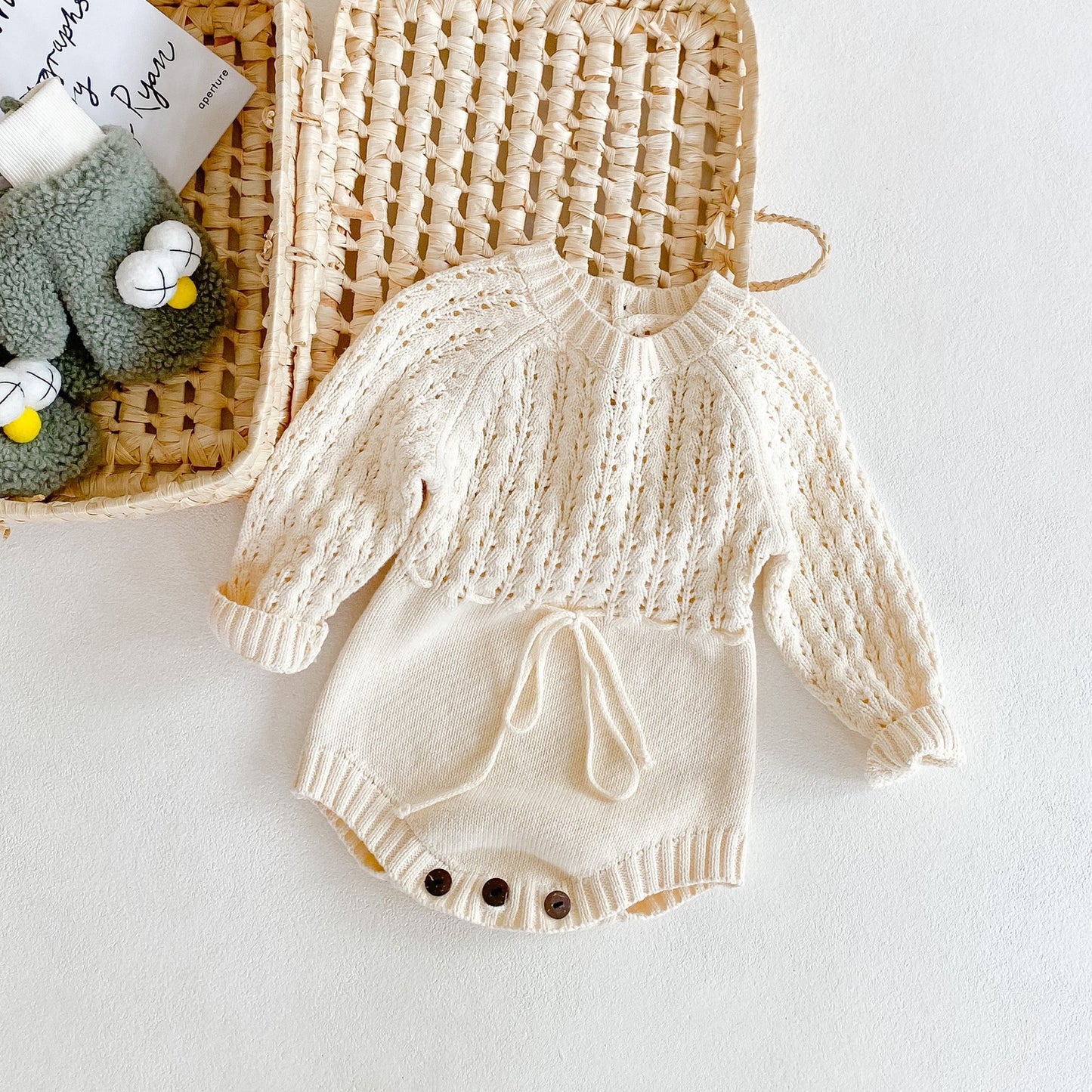 Baby Knit Romper - Cozy Cable Knit Long Sleeve Bodysuit for Infants