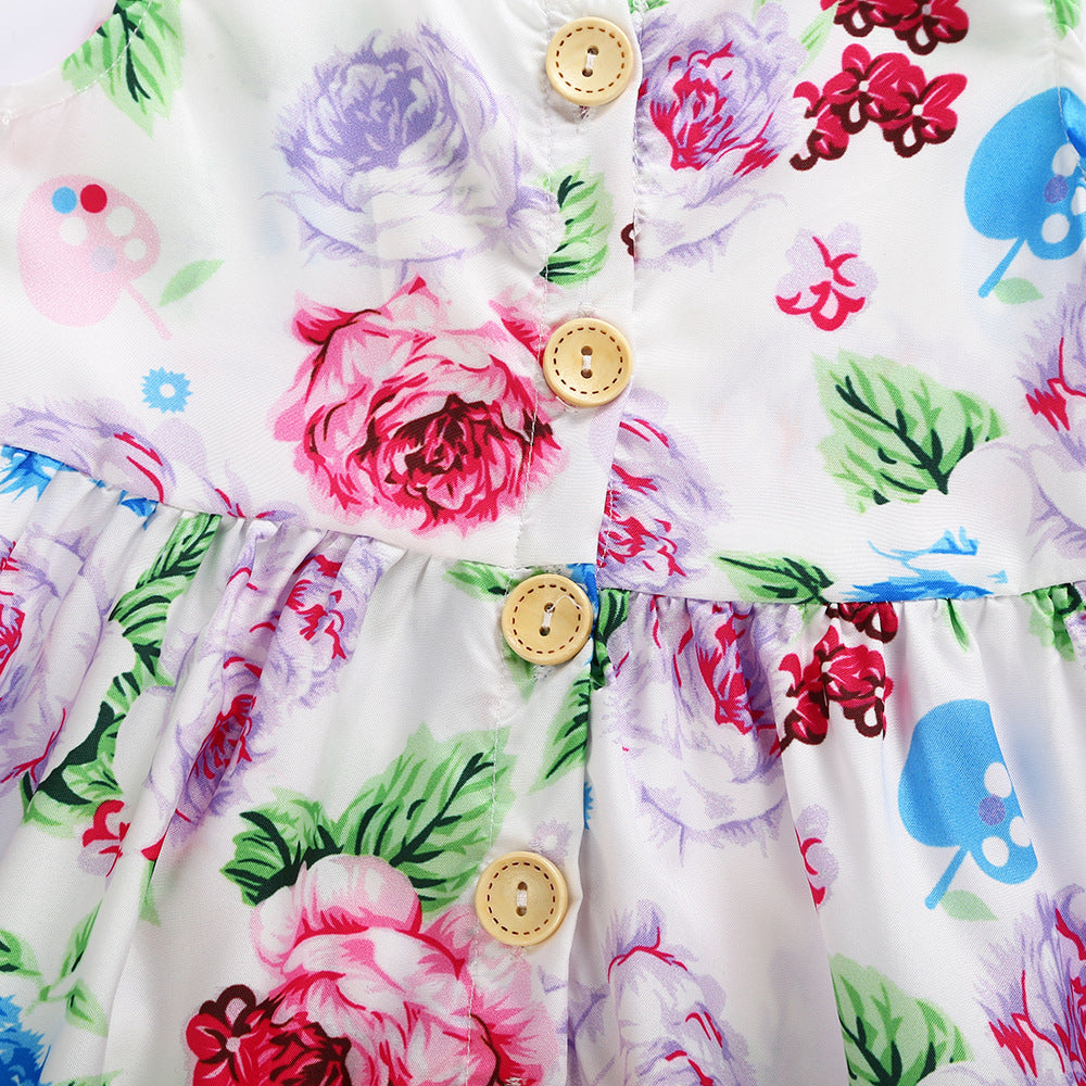 Baby Girl Floral Dress with Headband Set – Perfect Sleeveless Summer Outfit