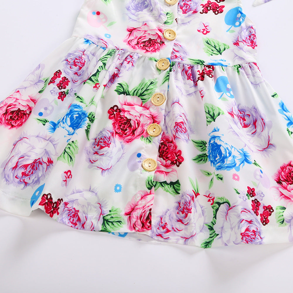 Baby Girl Floral Dress with Headband Set – Perfect Sleeveless Summer Outfit