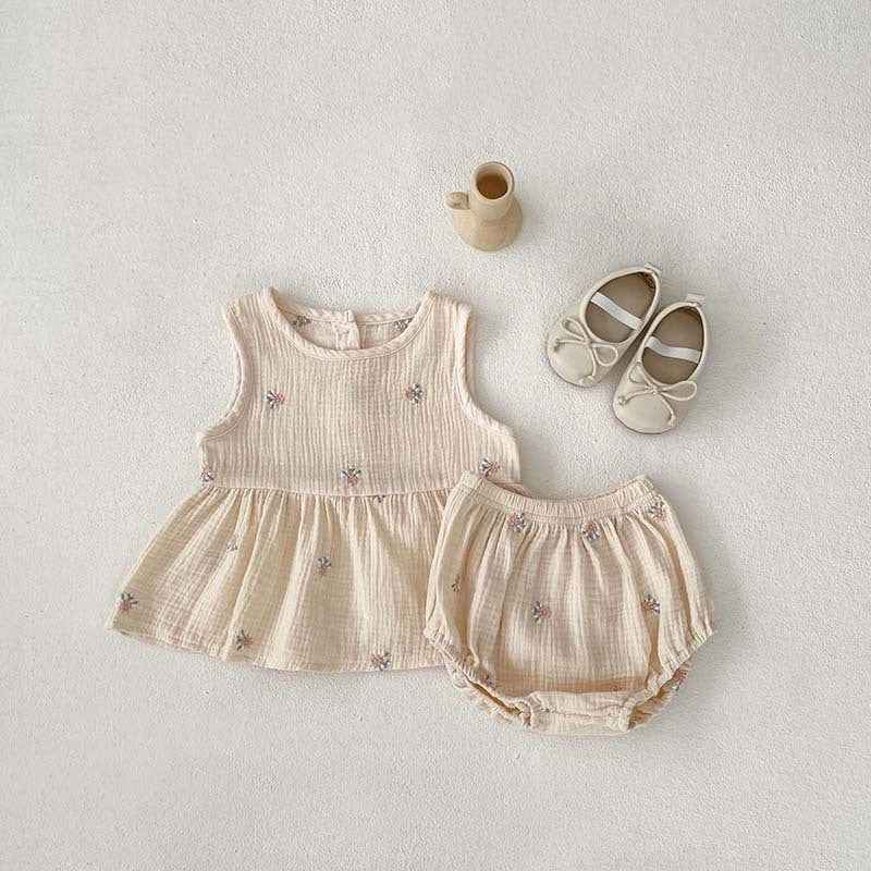 Girls' Embroidered Plaid Baby Skirt Set – Two Piece
