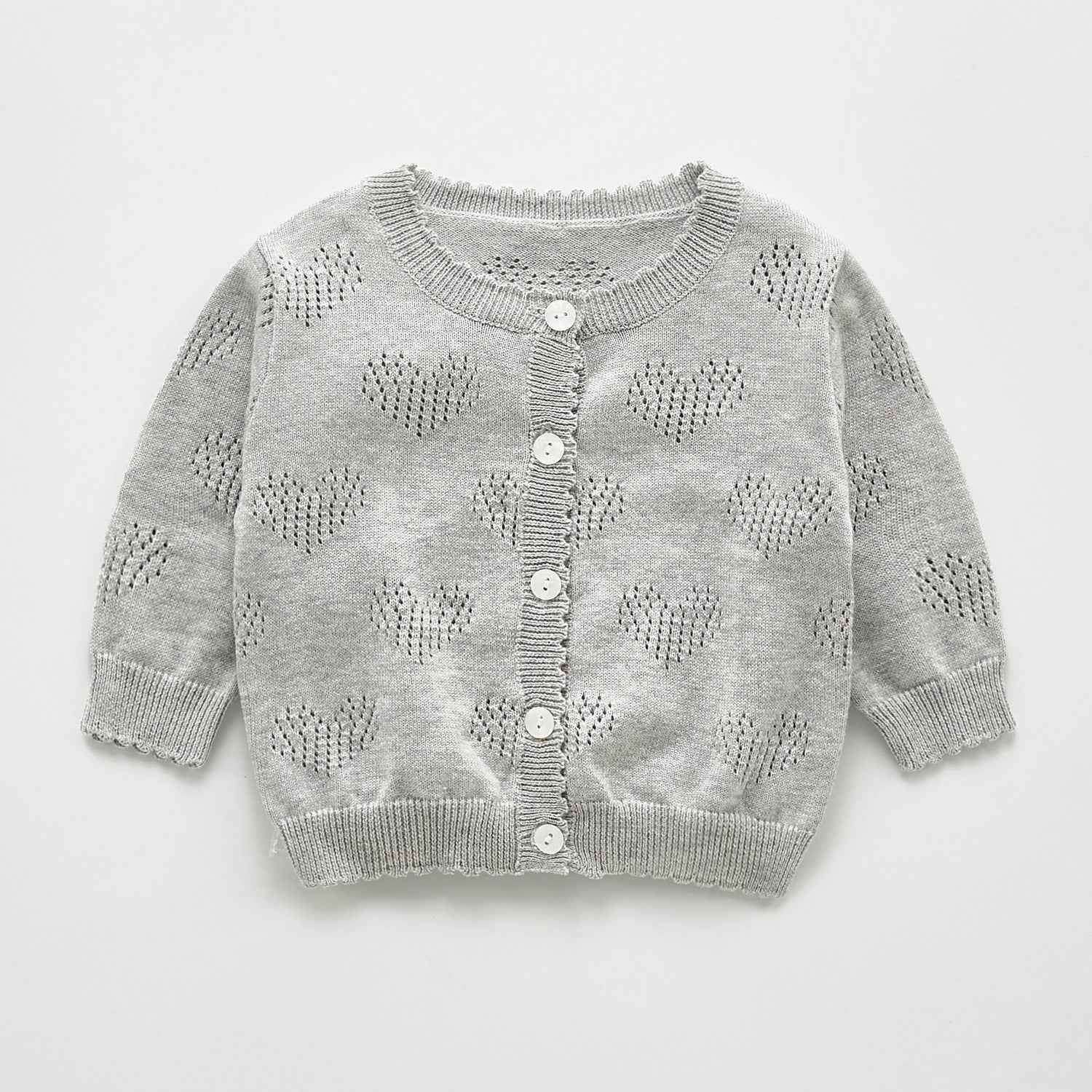Soft Baby Knit Cardigan – Lightweight Heart Pattern Sweater