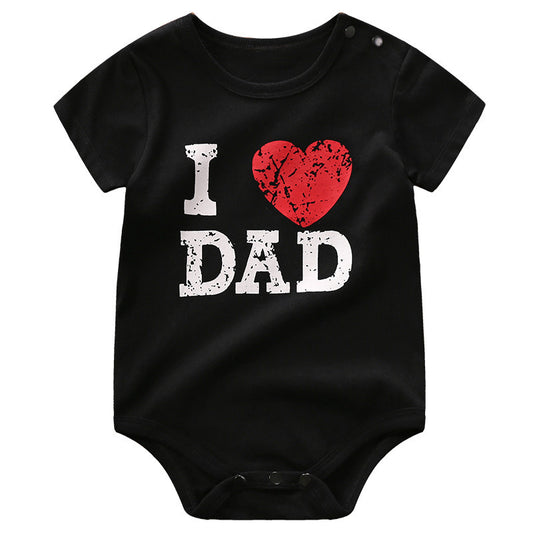 I ❤️ Mum & Dad Bodysuit – Short Sleeve Cotton Romper for Babies