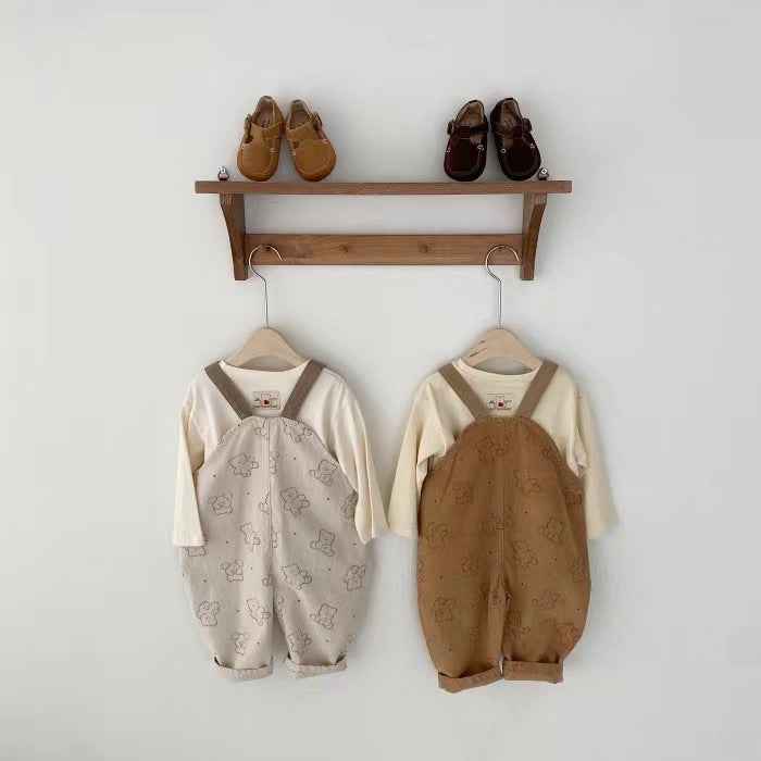Corduroy Bear Suspender Romper – Adjustable One-Piece