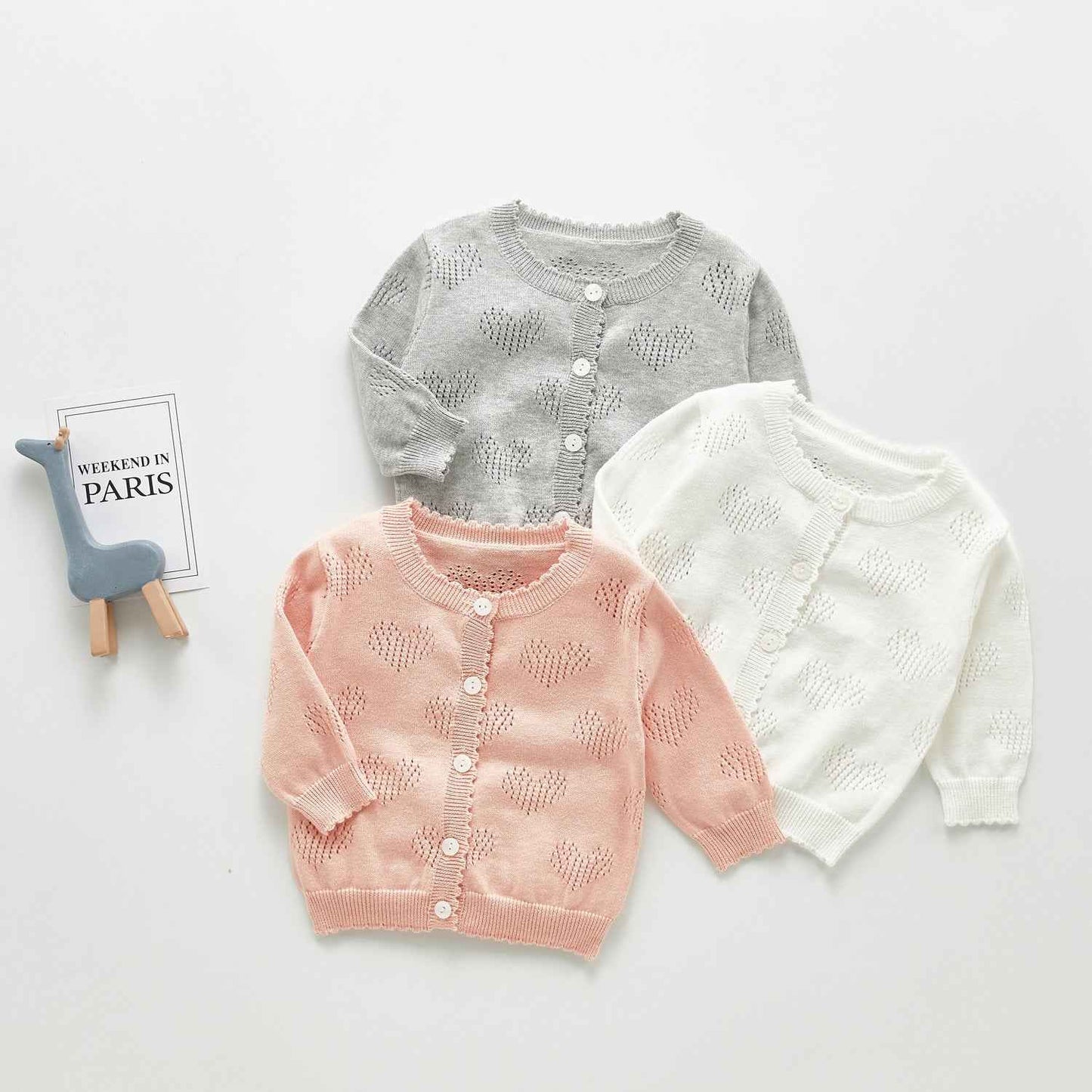 Soft Baby Knit Cardigan – Lightweight Heart Pattern Sweater