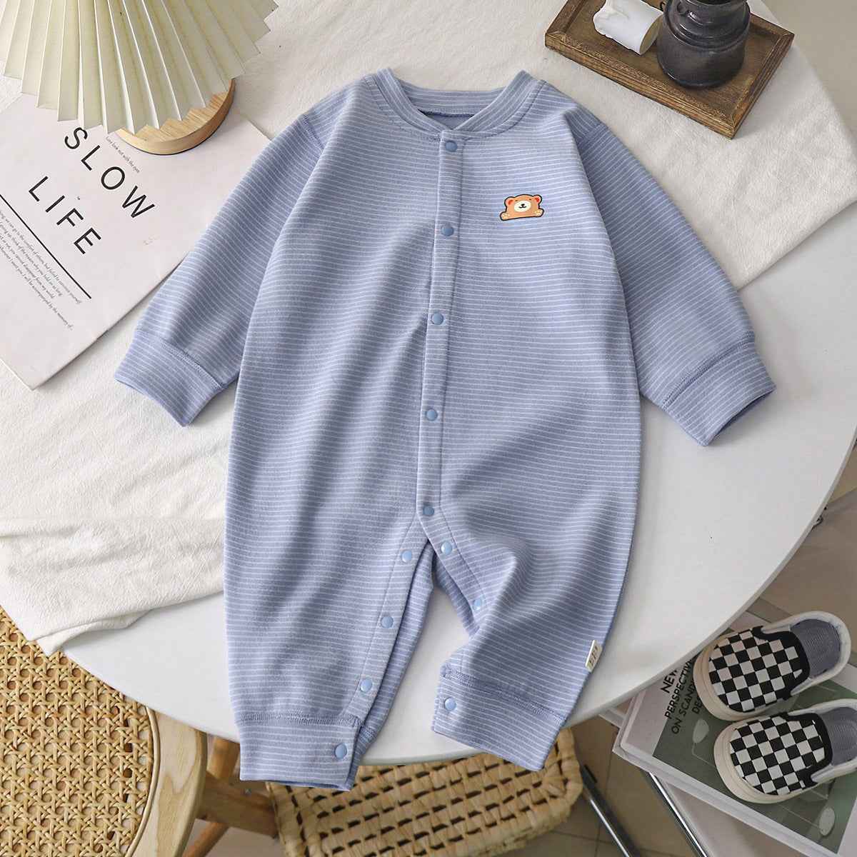 Baby Striped Cotton Jumpsuit – Soft Romper for Everyday Comfort