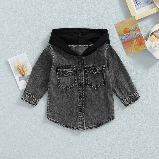 Trendy Kids Denim & Hoodie Jacket – Boys & Girls Casual Layered Look