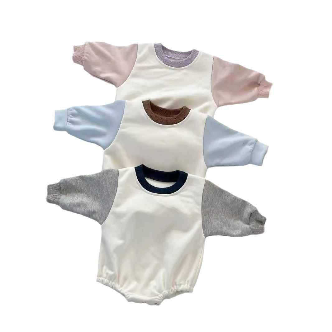 Baby Cozy Colourblock Romper – Long Sleeve Soft Outwear