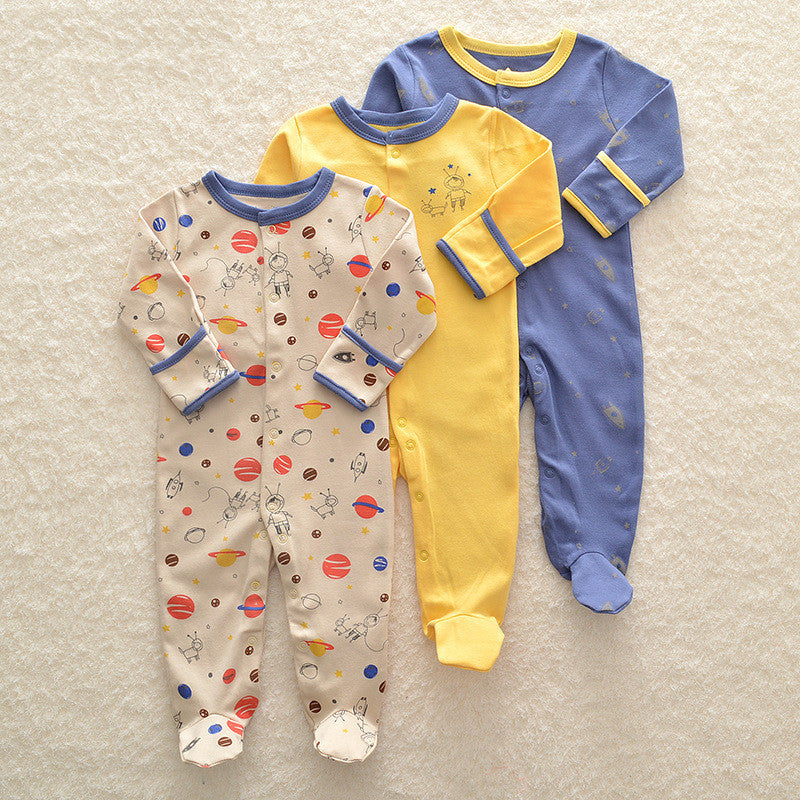 Baby Cotton Zipper Sleepsuit - Long Sleeve Footed Pyjamas for Comfortable Sleep