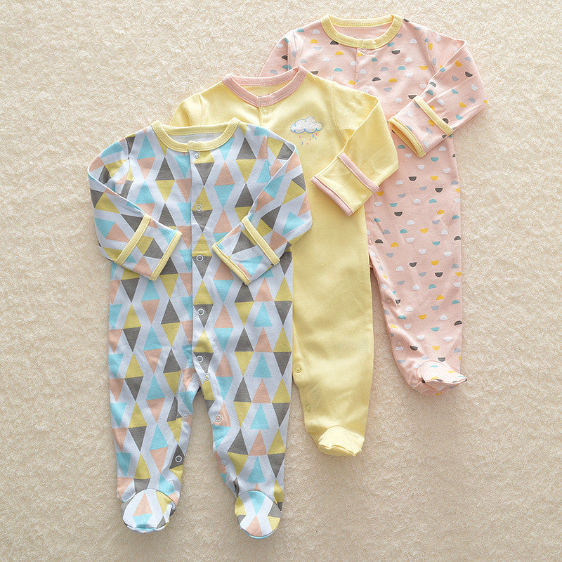 Baby Cotton Zipper Sleepsuit - Long Sleeve Footed Pyjamas for Comfortable Sleep