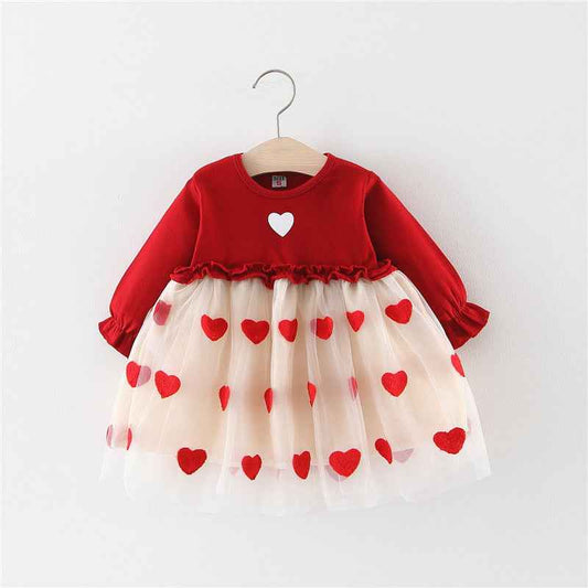 Toddler Girl Valentine Heart Tulle Dress – Soft & Festive Party Wear