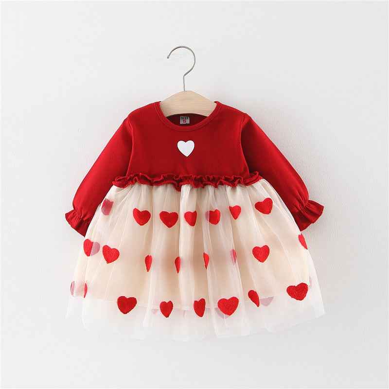 Toddler Girl Valentine Heart Tulle Dress – Soft & Festive Party Wear