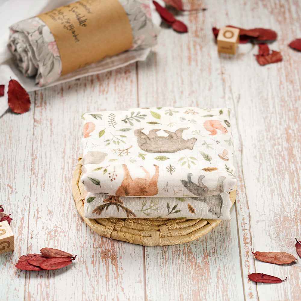 Newborn Bamboo Cotton Gauze Baby Blanket – Soft Muslin Wrap (120×110cm)