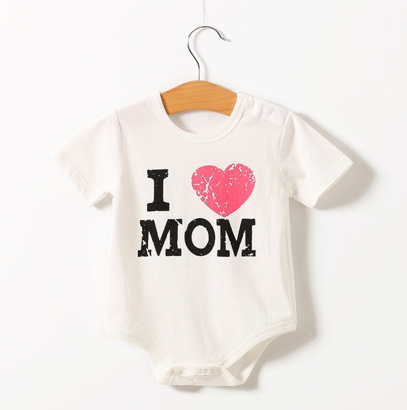 I ❤️ Mum & Dad Bodysuit – Short Sleeve Cotton Romper for Babies