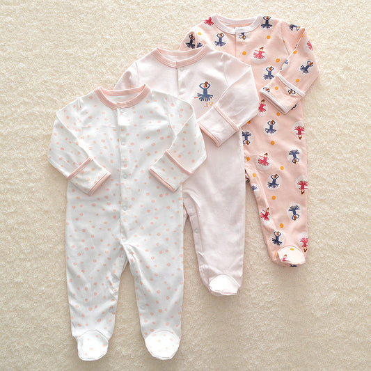 Baby Cotton Zipper Sleepsuit - Long Sleeve Footed Pyjamas for Comfortable Sleep