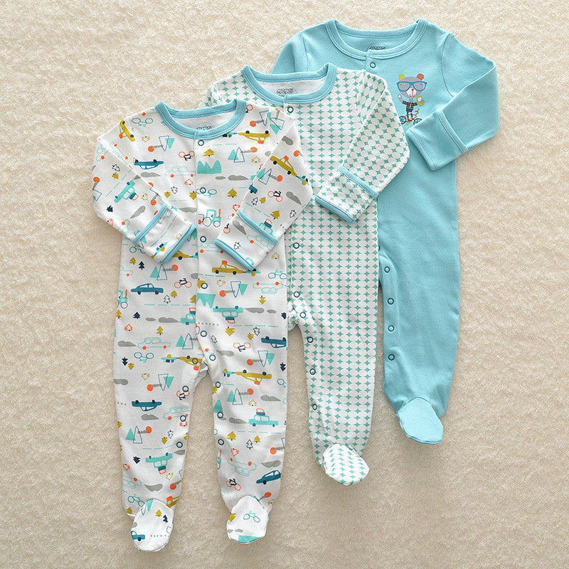 Baby Cotton Zipper Sleepsuit - Long Sleeve Footed Pyjamas for Comfortable Sleep