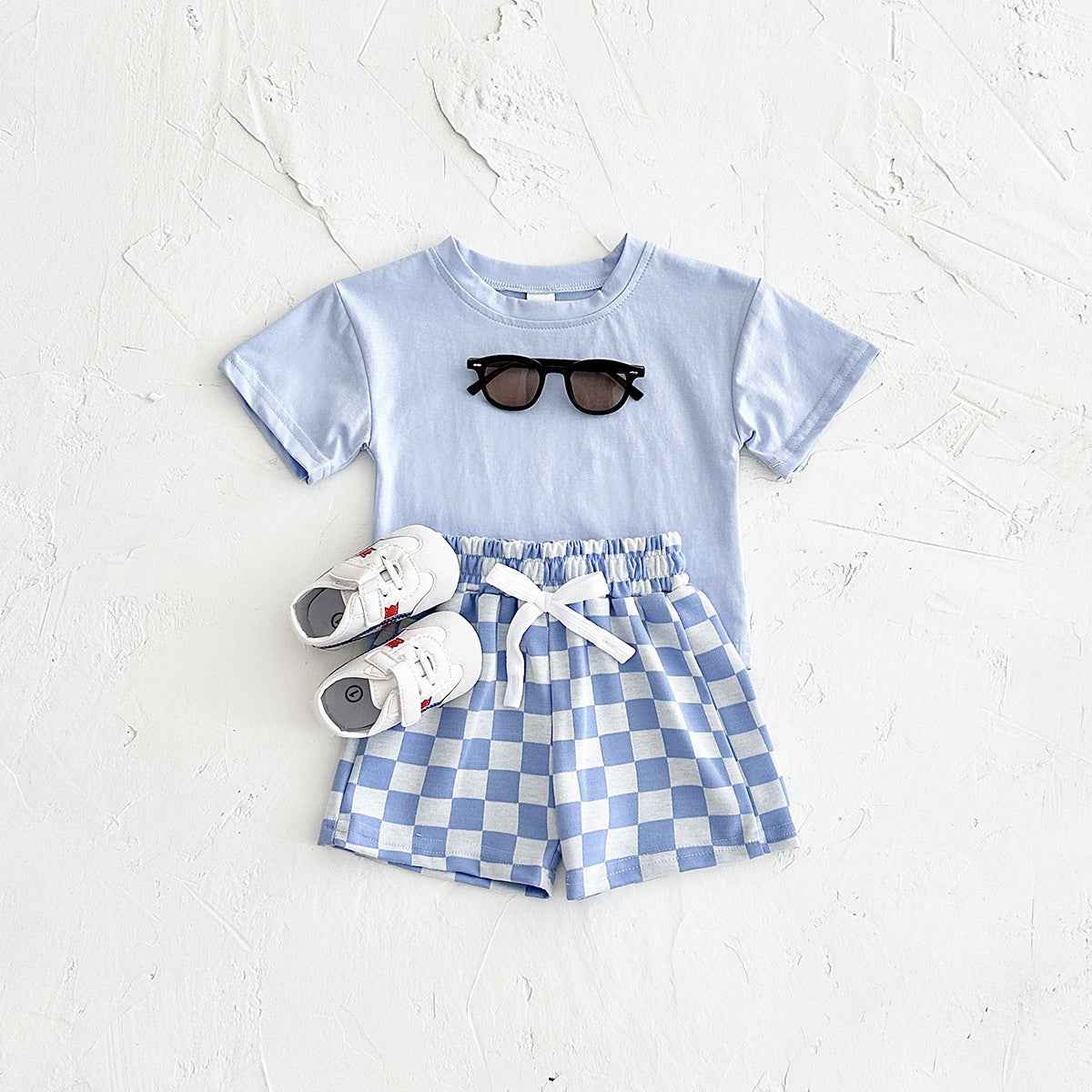 Checkerboard Baby Tee & Shorts Set – Color Pop Two-Piece
