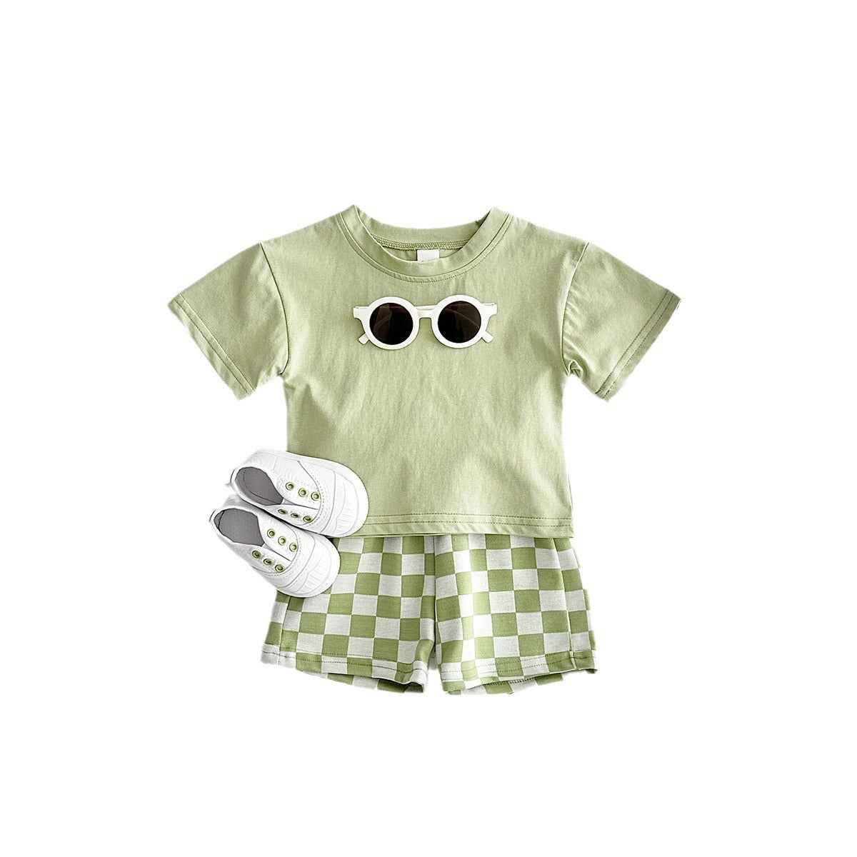 Checkerboard Baby Tee & Shorts Set – Color Pop Two-Piece
