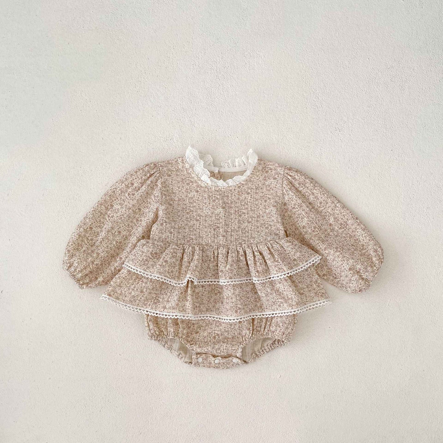 Autumn Baby Girl Double Lace Layer Long Sleeve Princess Romper