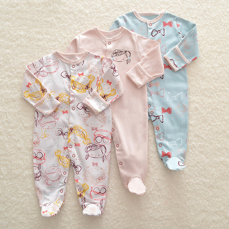 Baby Cotton Zipper Sleepsuit - Long Sleeve Footed Pyjamas for Comfortable Sleep