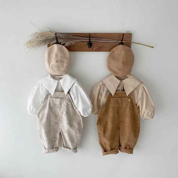 Corduroy Bear Suspender Romper – Adjustable One-Piece