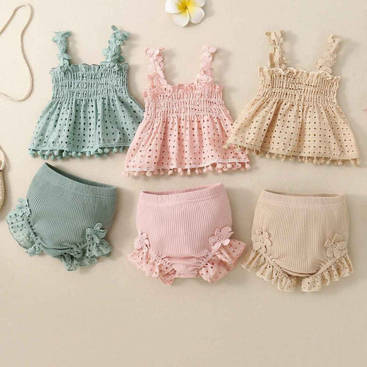 Embroidered Ruffle Baby Girl Two-Piece Set