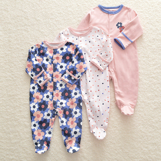Baby Cotton Zipper Sleepsuit - Long Sleeve Footed Pyjamas for Comfortable Sleep