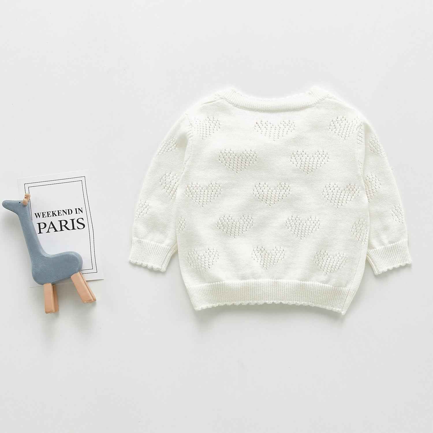 Soft Baby Knit Cardigan – Lightweight Heart Pattern Sweater