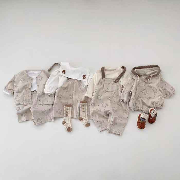 Corduroy Bear Suspender Romper – Adjustable One-Piece