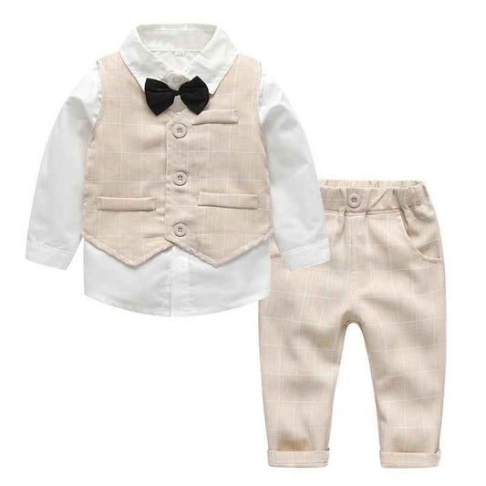 3-Piece Baby Boy Formal Suit – Shirt, Vest & Pants Set
