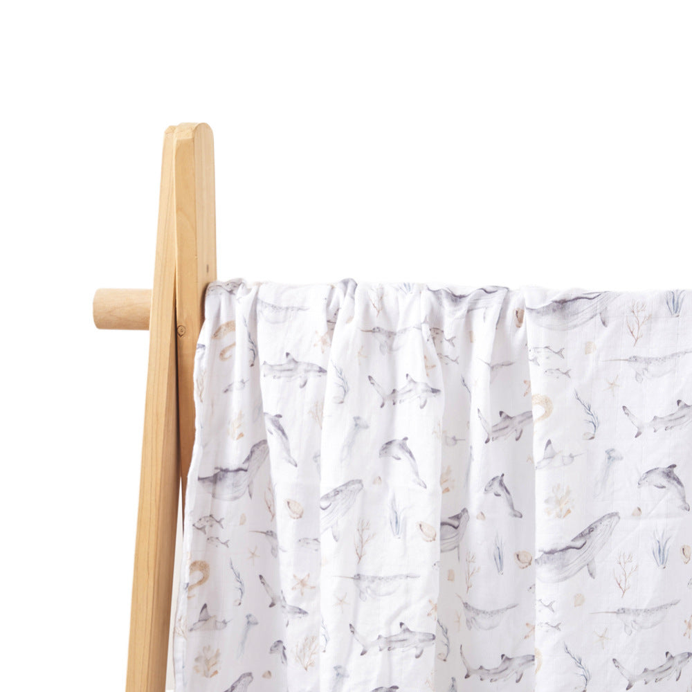Newborn Bamboo Cotton Baby Blanket – Soft Muslin Wrap (120×110cm)
