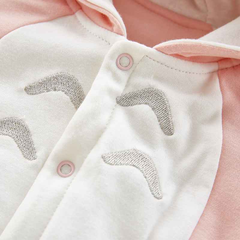 Bunny Ears Padded Baby Romper – Thick Cotton Hooded Jumpsuit