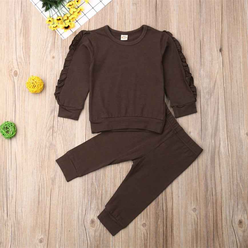 Ruffle Sleeve Baby Loungewear – 2-Piece Fall Outfit