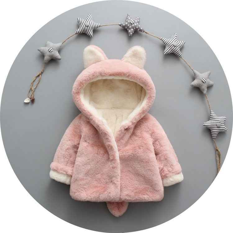 Snuggly Baby Plush Coat with Ears & Tail – Warm Winter Jacket