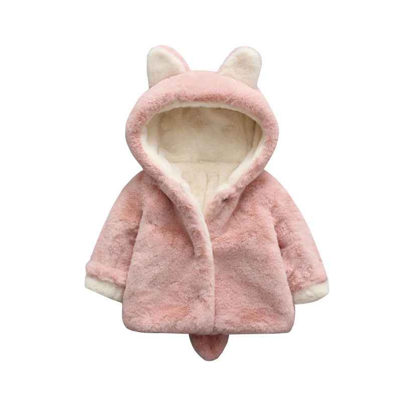 Snuggly Baby Plush Coat with Ears & Tail – Warm Winter Jacket