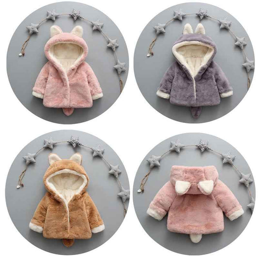 Snuggly Baby Plush Coat with Ears & Tail – Warm Winter Jacket