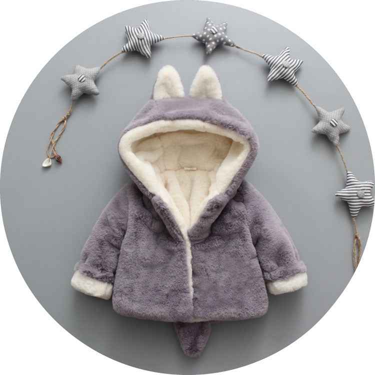 Snuggly Baby Plush Coat with Ears & Tail – Warm Winter Jacket